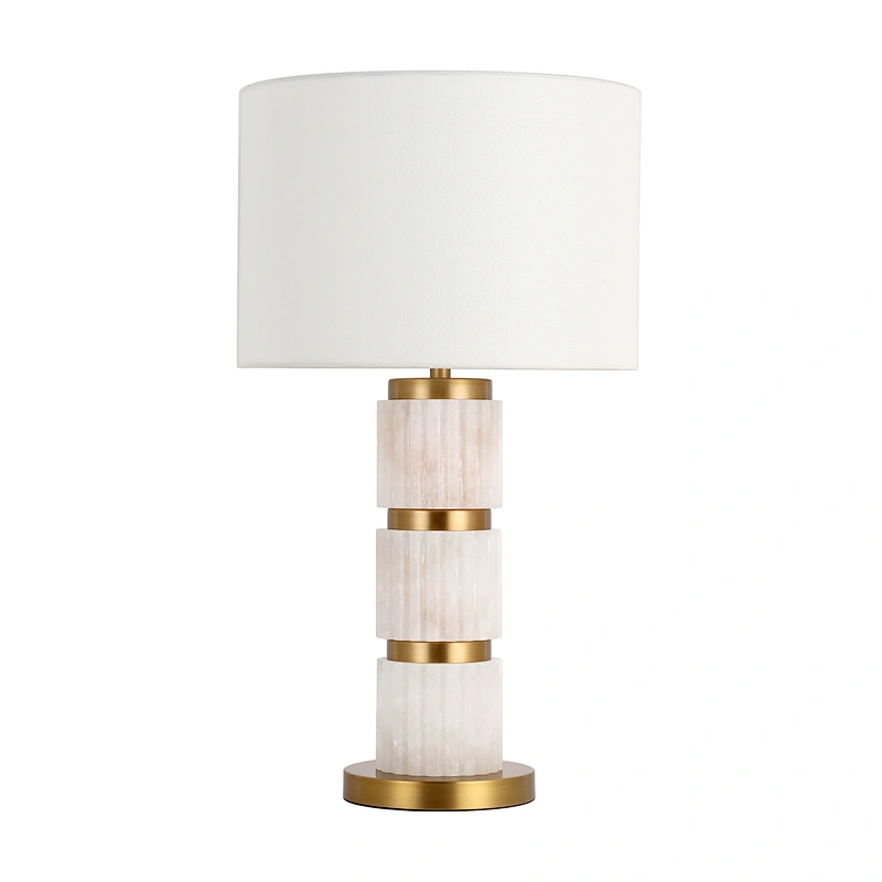 Triple gear-shaped alabaster art elgant living room table lamp